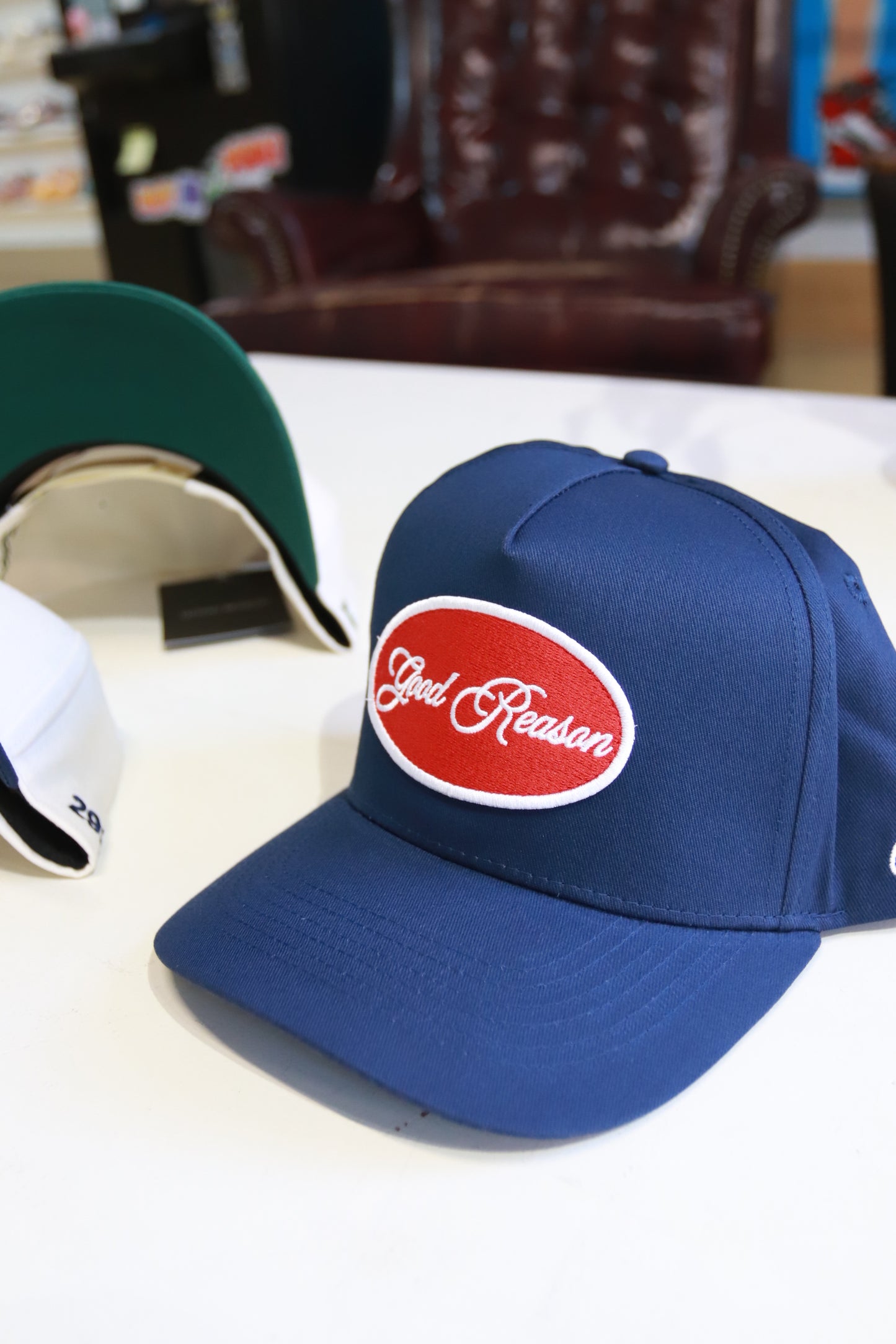 Walk By Faith Red Vintage Patch Dark Navy Snapback