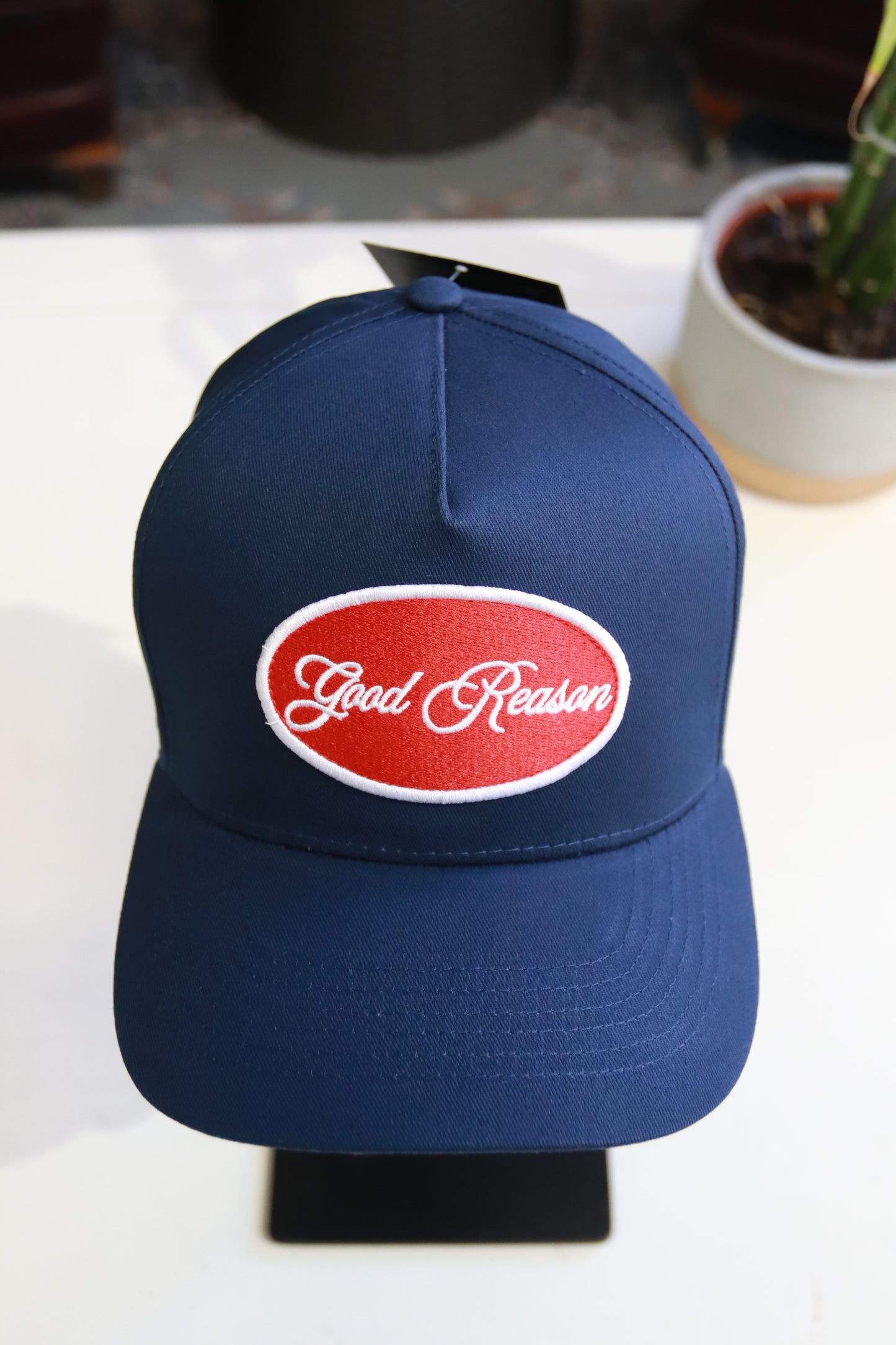Red Vintage Patch Dark Navy Snapback