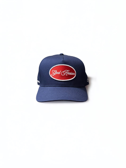 Red Vintage Patch Dark Navy Snapback