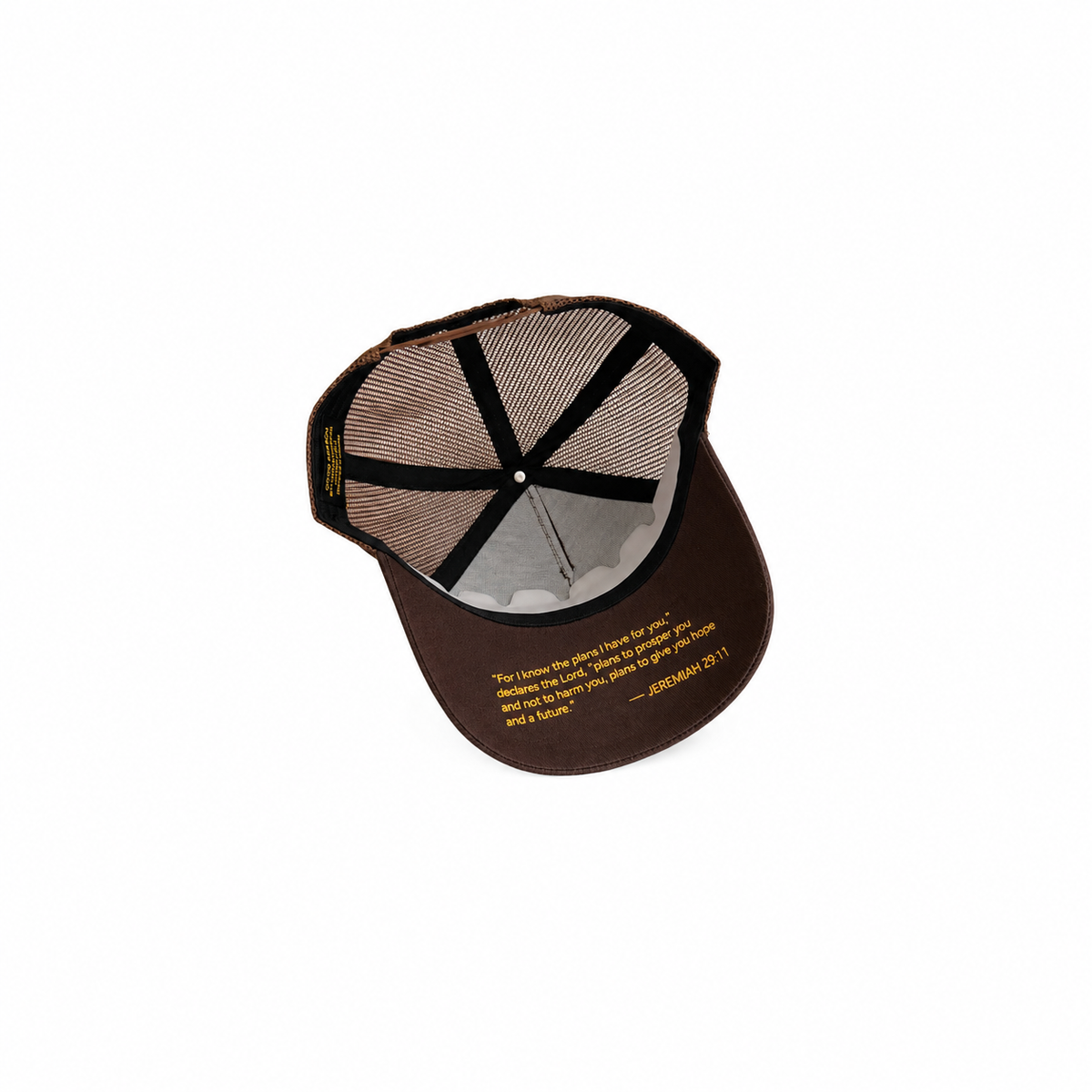 Brown Structured Mesh Trucker Cap JEREMIAH 29:11